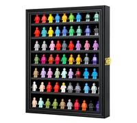 VERANI Minifigure Display Case - Miniature Action Figure Display Box - Wall Mount Figures Memorabilia Display Cabinet for with Uv Protected Anti Fade 92% Clear for Small Objects Lockable Large Black