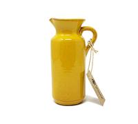 Verano Glaze Hand Dipped Tall Rustic Bottle Jug Pourer Vase 18cm Yellow