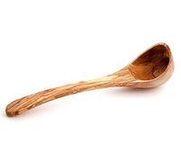 Verano Olive Wood Serving Wooden Ladle Cooking Mixing Soup Utensil - 25cm