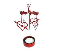 Verano Rotating Tea Light Candle Holder Red Spinning Tealight Holder for Home Festival Decoration Heart Shape