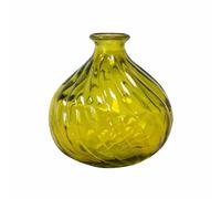 Verano Spanish Ceramics Verano Recycled Glass Ola Round Vase Yellow, Yellow