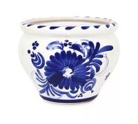 Verano Spanish Ceramics Bola Plant Pot - Blue Floral - 1 x Bola Pot