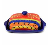 Verano Spanish Ceramics Classic Spanish Hand Painted Butter Dish - Home Kitchen Restaurant Café Dining Table Food Sharing Serving Bread Margarine Dishes - 19cm L x 12cm W (internal 4cm H) Daisy Chains
