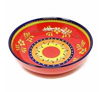 Verano Spanish Ceramics Classic Spanish Hand Painted Decorative Floral Pattern Serving Dish Shallow Bowls - 23cm Daisy Chains