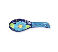 Verano Spanish Ceramics Classic Spanish Hand Painted Decorative Spoon Rest - Home Décor Dining Tabletop Counter Dishware Sharing Serving Utensils Kitchen Teaspoon Tea Bag Holder - Blue Flower