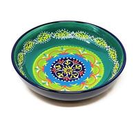 Verano Spanish Ceramics Classic Spanish Hand Painted Large Food Bowl - Decorative Home Kitchen Restaurant Café Dining Décor Dishware Tableware Sharing Fruit Salad Food Serving Dish - 30cm Blue/Green