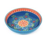 Verano Spanish Ceramics Classic Spanish Hand Painted Large Food Bowl - Decorative Home Kitchen Restaurant Café Dining Décor Dishware Tableware Sharing Fruit Salad Food Serving Dish - 30cm Blue/Pink