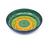 Verano Spanish Ceramics Classic Spanish Hand Painted Large Food Bowls - Decorative Home Kitchen Restaurant Café Dining Décor Dishware Sharing Fruit Salad Snack Food Serving Dish - 26cm Orange/Green