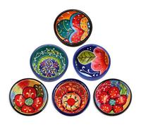 Verano Spanish Ceramics Classic Spanish Hand Painted Pattern Kitchen Dining Set Of 6 Tapas Bowls (Diam) 7Cm