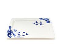 Verano Spanish Ceramics Coastal Ceramics Hand Painted Kitchen Dining Table Décor Sea Shell Rectangular Platter (L) 37Cm