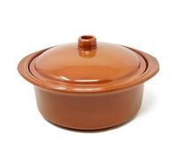 Verano Spanish Ceramics El Toro Authentic Terracotta Cookware Round Lidded Casserole Oven Dishes - Home Café Restaurant Cooking Dining Oven Stew Soup Baking Roasting Dishware - 25 x 10cm (H) & 2.5 (L)