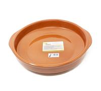 Verano Spanish Ceramics El Toro Glazed Terracotta Brown Kitchen Dining Cookware Round Open Dish (Diam) 32Cm