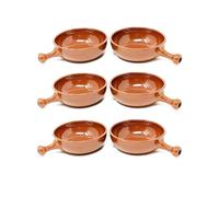 Verano Spanish Ceramics El Toro Terracotta Cookware Serving Oven Dishes with Short Handles - Home Café Restaurant Cooking Dining Oven Tapas Dishware - 18cm Set of 6