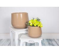 Verano Spanish Ceramics Epoxi Cylinder Beige Semi Gloss Indoor Plant Pot 29Cm