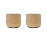 Verano Spanish Ceramics Epoxi Cylinder Beige Semi Gloss Indoor Plant Pot Set of 2 x 20.5cm | Size: 2 x 20.5 cm Verano Spanish Ceramics Beige 2 x 20.5 cm