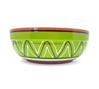 Verano Spanish Ceramics Fiesta Hand Painted Ceramic Kitchen Dining Deep Salad Bowl (Diam) 26cm in Lime Verano Spanish Ceramics Lime
