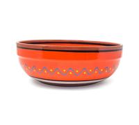 Verano Spanish Ceramics Fiesta Hand Painted Ceramic Kitchen Dining Deep Salad Bowl (Diam) 26cm in Orange Verano Spanish Ceramics Orange