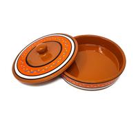 Verano Spanish Ceramics Fiesta Hand Painted Ceramic Kitchen Dining Tortilla Servers (Diam) 25cm in Orange Verano Spanish Ceramics Orange