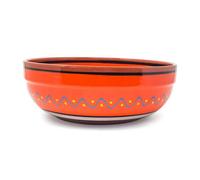 Verano Spanish Ceramics Fiesta Hand Painted Pattern Ceramic Kitchen Dining Deep Salad Bowl Orange (Diam) 26Cm