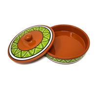 Verano Spanish Ceramics Fiesta Hand Painted Pattern Ceramic Kitchen Dining Tortilla Servers Lime Green (Diam) 25Cm