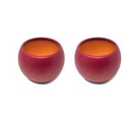 Verano Spanish Ceramics Indoor Textured Round Plant Pots - Maroon - Epoxi Round Pot - Maroon Textured Matt 16cm - Set of 2 - Maroon - Terracotta