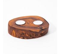 Verano Spanish Ceramics Olive Wood Natural Grained Home Décor Rustic Tea Light Holder (Diam) 14Cm