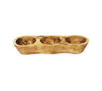 Verano Spanish Ceramics Olive Wood Natural Grained Rustic Kitchen Dining 3 Section Snack Boat (L) 35Cm