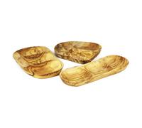 Verano Spanish Ceramics Olive Wood Natural Grained Rustic Kitchen Dining 3 Section Snack Dish 27Cm X 20Cm