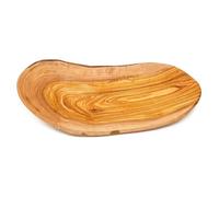 Verano Spanish Ceramics Olive Wood Natural Grained Rustic Kitchen Dining Handmade Curved Floating Fruit Basket (L) 30Cm