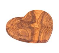 Verano Spanish Ceramics Olive Wood Natural Grained Rustic Kitchen Dining Handmade Heart Shaped Boards (L) 21Cm