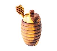 Verano Spanish Ceramics Tunisian Olive Wood Honey Drizzler & Pot with Lid - Sustainably Sourced - Home Dining Room Table Kitchen Restaurant Café Bar - 12cm