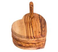 Verano Spanish Ceramics Olive Wood Natural Grained Rustic Kitchen Dining Set Of 5 Heart Shaped Coasters On A Pole 10Cm