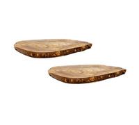 Verano Spanish Ceramics Olive Wood Natural Grained Rustic Kitchen Dining Table Countertop Trivet (L) 30Cm Set Of 2