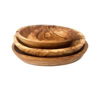 Olive Wood Natural Grained Rustic Kitchen Dining Trio Oval Serving Dish Set 13-19cm Verano Spanish Ceramics Natural One Size