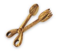 Verano Spanish Ceramics Olive Wood Salad Serving Tongs Natural Grained Rustic Kitchen Dining Server 27Cm