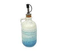 Verano Spanish Ceramics Pastel Beach Decorative Oil Drizzler - Home Décor Restaurant Café Kitchen Dining Tabletop Décor Vinegar Server with Cork & Chrome Pourer - 250ml Blue