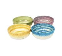 Verano Spanish Ceramics Pastel Beach Hand Painted Kitchen Dining Table Small Bowl Set Of 4 Mixed Colours 10Cm (Diam)