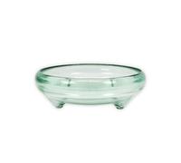 Verano Spanish Ceramics Recycled Glass Clear Footed Glass Bowls - Decorative New Home Living Dining Room Décor Side Table Shelf Display Décor Flower Plants Decorations Ornament Holder - 24.5cm x 8cmm