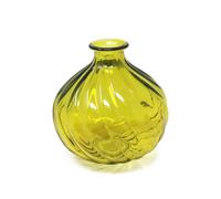 Verano Spanish Ceramics Recycled Glass Ola Yellow Home Décor Small Round Vase (H) 17Cm