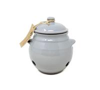 Verano Spanish Ceramics Rustic Pastel Fully Dipped Garlic Storage Jar Pot with Lid - Decorative Home Décor Kitchen Restaurant Café Dining Counter Top Food Round Cannister Keeper - 15cm Grey