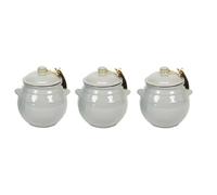 Verano Spanish Ceramics Rustic Pastel Fully Dipped Storage Jar with Lid - Decorative Home Décor Kitchen Restaurant Café Dining Tea Bag Cannister Ceramic Pot Utensil Holder - 15cm Grey Set of 3