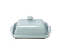 Verano Spanish Ceramics Rustic Pastel Fully Dipped Terracotta Kitchen Dining Butter Dish Blue 20Cm L X 13Cm W (Internal 4.5Cm H)