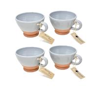 Verano Spanish Ceramics Rustic Pastel Half Dipped Breakfast Cups - Home Décor Kitchen Café Dining Tea Coffee Mugs Hot Chocolate Drinking Cups - 14cm x 9.5cm Set of 4 Grey