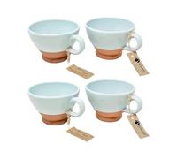 Verano Spanish Ceramics Rustic Pastel Half Dipped Breakfast Cups - Home Décor Kitchen Café Dining Tea Coffee Mugs Hot Chocolate Drinking Cups - 14cm x 9.5cm Set of 4 Duck Egg Blue