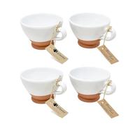 Verano Spanish Ceramics Rustic Pastel Half Dipped Breakfast Cups - Home Décor Kitchen Café Dining Tea Coffee Mugs Hot Chocolate Drinking Cups - 14cm x 9.5cm Set of 4 White