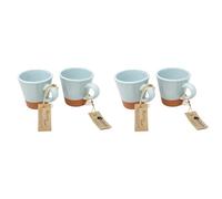 Verano Spanish Ceramics Rustic Pastel Half Dipped Conical Cups - Home Décor Kitchen Café Dining Tea Coffee Mugs Drinking Cups - 9cm x 8.5cm Set of 4 Duck Egg Blue