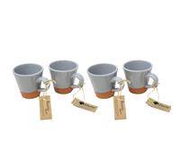 Verano Spanish Ceramics Rustic Pastel Half Dipped Terracotta Kitchen Dining Set of 4 Conical Cups (H) 9cm in Grey Verano Spanish Ceramics Grey