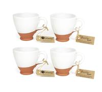 Verano Spanish Ceramics Rustic Pastel Half Dipped Terracotta Kitchen Set of 4 Everyday Cups (H) 9.5cm in White Verano Spanish Ceramics White