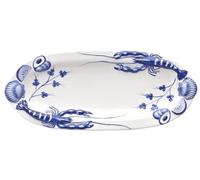 Verano Spanish Ceramics Sea Shell Oval Seafood Tray - 48cm L x 21cm W - Ceramic - Blue, White