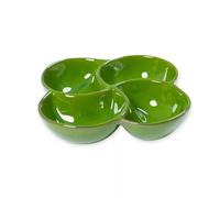 Verano Spanish Ceramics Selena - 4-Part Snack Dish - Dark Green